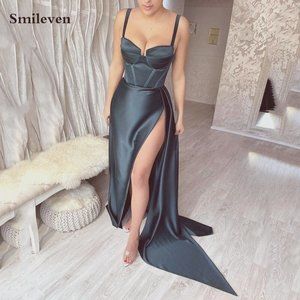 Black Formal Evening Gown With Sexy Side Split